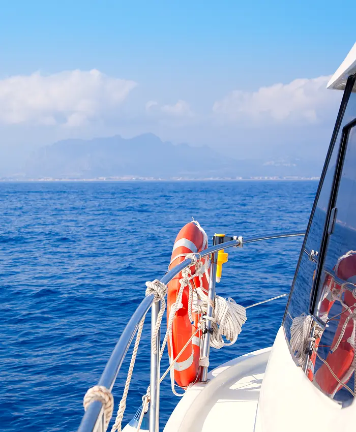 Side view of a boat on the ocean