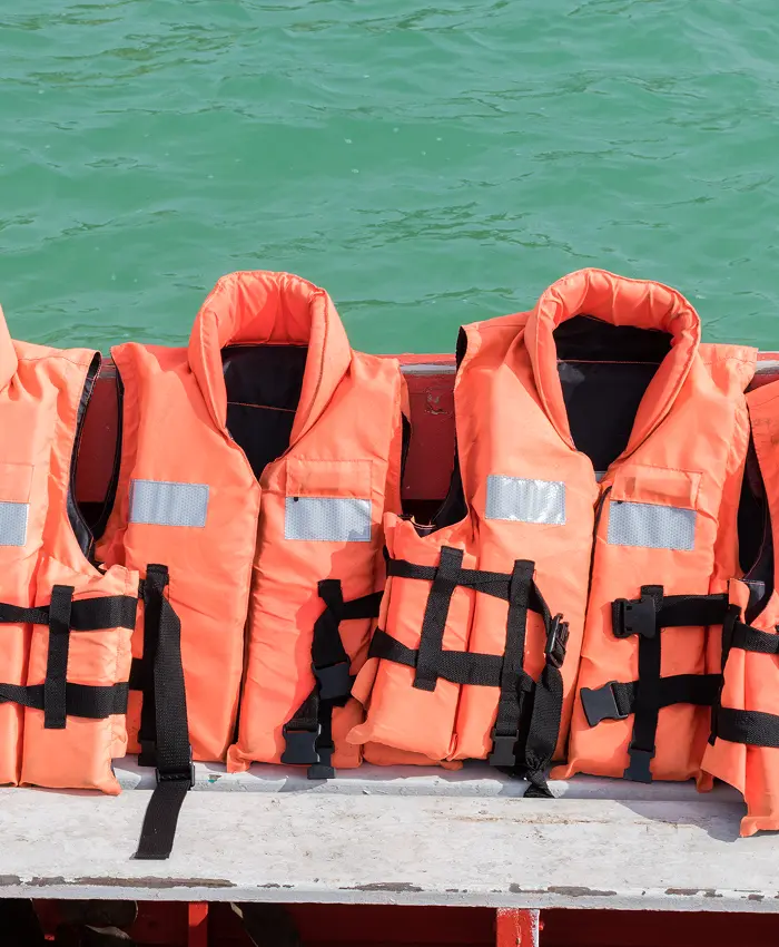 Life vests on a boat